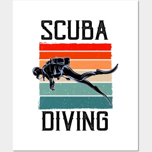 Diver Snorkeling Vintage Scuba Diving Posters and Art